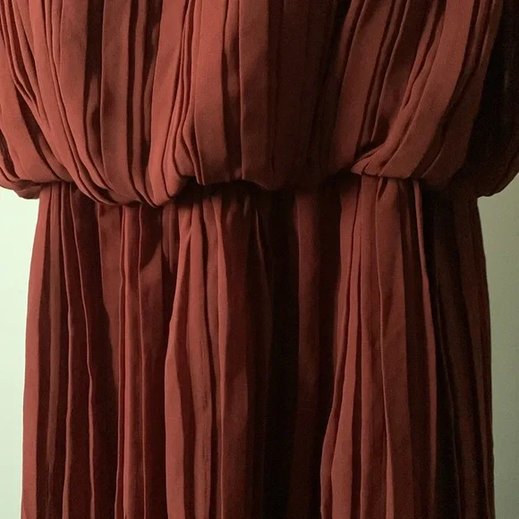 BCBGeneration pleated high-low dress in “dark paprika” - Picture 4 of 8